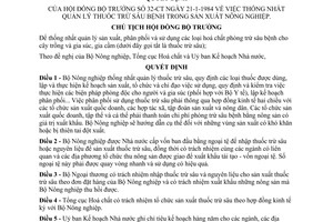 Quyết định 32-CT thống nhất quản lý thuốc trừ sâu bệnh trong sản xuất nông nghiệp