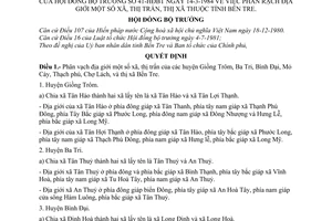 Quyết định 41-HĐBT phân vạch địa giới xã, thị trấn, thị xã tỉnh Bến Tre