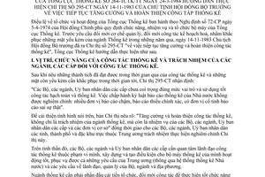 Thông tư 264-TCTK/TT tăng cường hoàn thiện công tác thống kê hướng dẫn Chỉ thị 295-CT