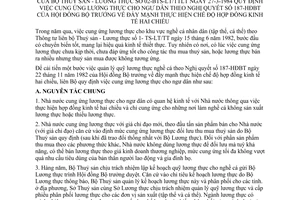 Thông tư liên tịch 2-LBTT/TS/LT quy định cung ứng lương thực cho ngư dân hướng dẫn Nghị quyết 187-HĐBT đẩy mạnh chế độ hợp đồng kinh tế hai chiều