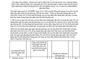 Thông tư 16-TT/LB hướng dẫn trích nộp 10% lợi nhuận ngành bưu điện cho ngân sách địa phương hướng dẫn Nghị quyết 138-HĐBT
