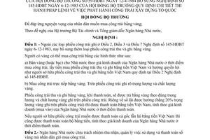 Nghị định 59-HĐBT phát hành công trái xây dựng tổ quốc để bổ sung Nghị định 145-HĐBT