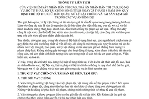 Thông tư 03-TT/LB quy định thu giữ, bảo quản, xử lý vật chứng tài sản tạm giữ trong án hình sự