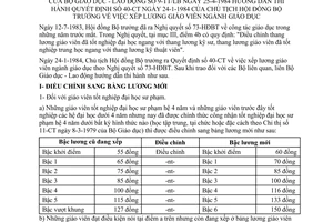 Thông tư liên tịch 9-TT/LB xếp lương giáo viên ngành giáo dục hướng dẫn Quyết định 40-CT
