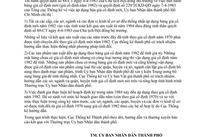 Chỉ thị 13/CT-UB sử dụng bảng giá mới