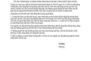 Chỉ thị 74-HĐBT nâng bậc lương cán bộ, viên chức Nhà nước năm 1984