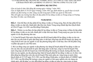 Nghị định 76-HĐBT giải thể Ban chỉ đạo phân bố lao động và dân cư Trung ương và các cấp