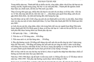 Thông báo 137/TB-UB phụ cấp tạm thời cán bộ công nhân viên thành phố đi học dài hạn tại Hà Nội