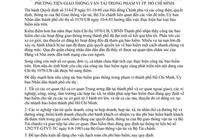 Chỉ thị 18/CT-UB bảo hiểm tai nạn hành khách trách nhiệm dân sự chủ phương tiện giao thông vận tải phạm vi TP. Hồ Chí Minh