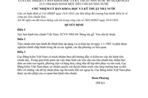 Quyết định  162-QĐ  tiêu chuẩn Nhà nước TCVN 3903-84