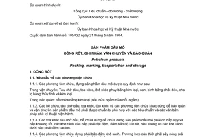 Tiêu chuẩn Việt Nam TCVN 3891:1984 về Sản phẩm dầu mỏ - Đóng rót, ghi nhãn, vận chuyển và bảo quản