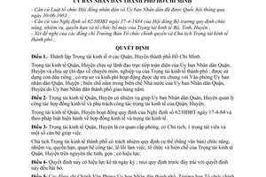 Quyết định 147/QĐ-UB thành lập Trọng tài kinh tế ở các quận, huyện