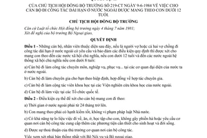 Quyết định 219-CT cho cán bộ công tác dài hạn nước ngoài mang theo con dưới 12 tuổi