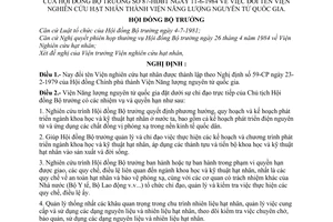 Nghị định 87-HĐBT  đổi tên Viện Nghiên cứu hạt nhân thành viện Năng lượng nguyên tử Quốc gia