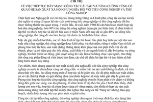 Chỉ thị 231-CT tiếp tục đẩy mạnh công tác cải tạo tăng cường củng cố quan hệ sản xuất XHCN tiểu thủ công nghiệp thủ công nghiệp