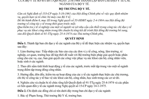 Quyết định 451-BYT/QĐ thành lập Ban chỉ đạo y tế ngành