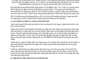Thông tư 26-TC/NSĐP cải tiến phân cấp quản lý ngân sách cấp huyện hướng dẫn Nghị quyết 138-HĐBT