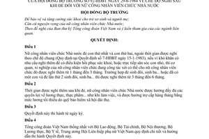 Quyết định 92-HĐBT chế độ nghỉ hưu sau khi đẻ  đối với nữ công nhân viên chức