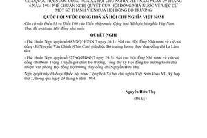 Nghị quyết phê chuẩn Nghị quyết của Hội đồng Nhà nước về việc cử một số thành viên của Hội đồng Bộ trưởng