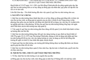 Thông tư liên tịch 19-TT/LB hướng dẫn quản lý quỹ bảo trợ nhà trường