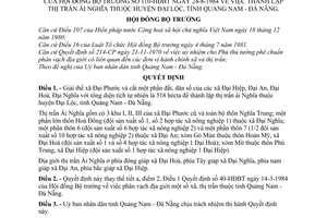 Quyết định 110-HĐBT thành lập thị trấn Ái Nghĩa huyện Đại Lộc,Quảng Nam Đà Nẵng