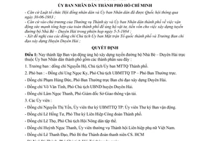 Quyết định 237/QĐ-UB thành lập Ban vận động Tuyến đường bộ Nhà Bè Duyên Hải tuyến đường bộ Nhà Bè – Duyên Hải