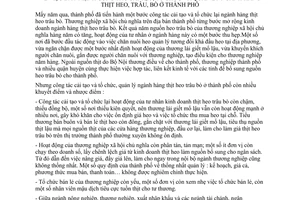 Chỉ thị 44/CT-UB đầy mạnh công tác cải tạo, tổ chức quản lý ngành hàng thịt heo, trâu, bò