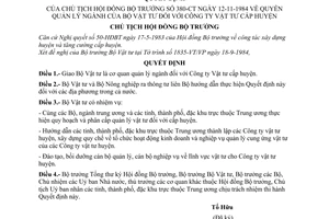 Quyết định 380-CT quản lý ngành Bộ Vật tư Công ty vật tư cấp huyện