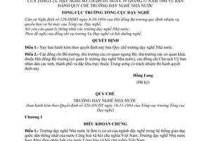 Quyết định 328-DN/DT quy chế trường dạy nghề Nhà nước