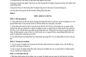 Hiệp định tương trợ tư pháp về dân sự gia đình lao động hình sự giữa Việt Nam Cuba