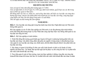 Nghị định 160-HĐBT  thống nhất quản lý các loại đặc sản rừng