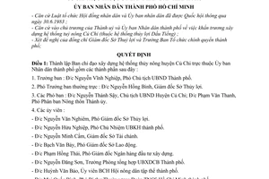 Quyết định 283/QĐ-UB thành lập Ban chỉ đạo xây dựng hệ thống thủy nông huyện Củ Chi