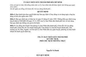 Quyết định 316/QĐ-UB huy động sử dụng ngày công lao động nghĩa vụ xã hội chủ nghĩa năm 1985