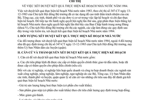 Chỉ thị 434-CT xét duyệt kết quả thực hiện kế hoạch Nhà nước năm 1984