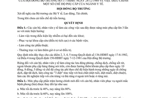 Quyết định 177-HĐBT điều chỉnh chế độ trợ cấp ngành y tế