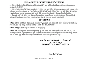 Quyết định 320/QĐ-UB Quy định tạm thời tổ chức quản lý lưu thông vải sợi,các loại hàng vải may sẳn