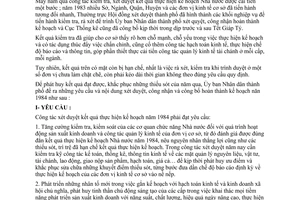 Chỉ thị 58/CT-UB xét duyệt kết quả thực hiện kế hoạch nhà nước năm 1984