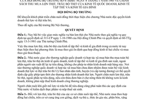 Quyết định 4-HĐBT chính sách thu mua lợn thịt, trâu bò thịt của kinh tế quốc doanh, kinh tế tập thể và kinh tế gia đình