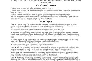 Quyết định 10-HĐBT chuyển Toà án nhân dân xét xử việc tranh chấp trong lao động