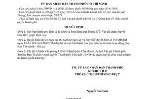 Quyết định 12/QĐ-UB  quy định  tổ chức và hoạt động của Phòng  Vật giá quận, huyện