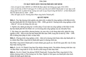Quyết định 23/QĐ-UB  thành lập chương trình phát triển phân bổ ngành công nghiệp cơ khí điện tử