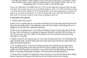 Thông tư liên bộ 4-TT/LB hướng dẫn chế độ hạch toán kinh tế xí nghiệp quản lý sửa chữa cầu đường bộ