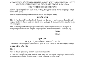 Quyết định  84-CT Quy chế hợp tác chuyên gia với nước ngoài