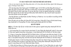 Quyết định 27/QĐ-UB kiện toàn hệ thống tổ chức quản lý ngành lương thực  Hồ Chí Minh