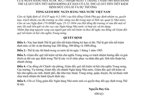 Quyết định 27-NH/QĐ Thể lệ gửi tiền tiết kiệm không kỳ hạn có lãi, tiết kiệm định mức có lãi và dự thưởng