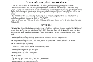 Quyết định 35/QĐ-UB thành lập Hội đồng thanh lý các kiện hàng, gói hàng từ nước ngoài gởi không có người nhận