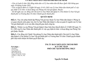 Quyết định 37/QĐ-UB  thành lập Phòng Vật giá quận 6