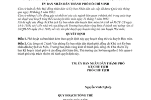 Quyết định 28/QĐ-UB phê duyệt ban hành quy hoạch tổng thể huyện Hóc môn