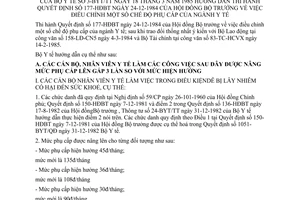 Thông tư 3-BYT/TT điều chỉnh phụ cấp ngành y tế hướng dẫn Quyết định 177-HĐBT