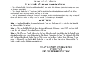 Quyết định 49/QĐ-UB  bản quy định tạm thời giá cho thuê kho bãi tại thành phố Hồ Chí Minh